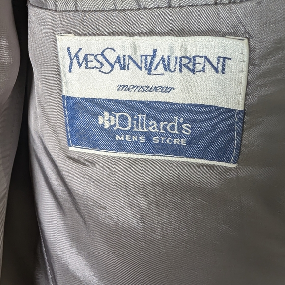 YSL Pour Homme Wool Blazer 42R Gray Herringbone Made France Quiet Luxury - Picture 8 of 11